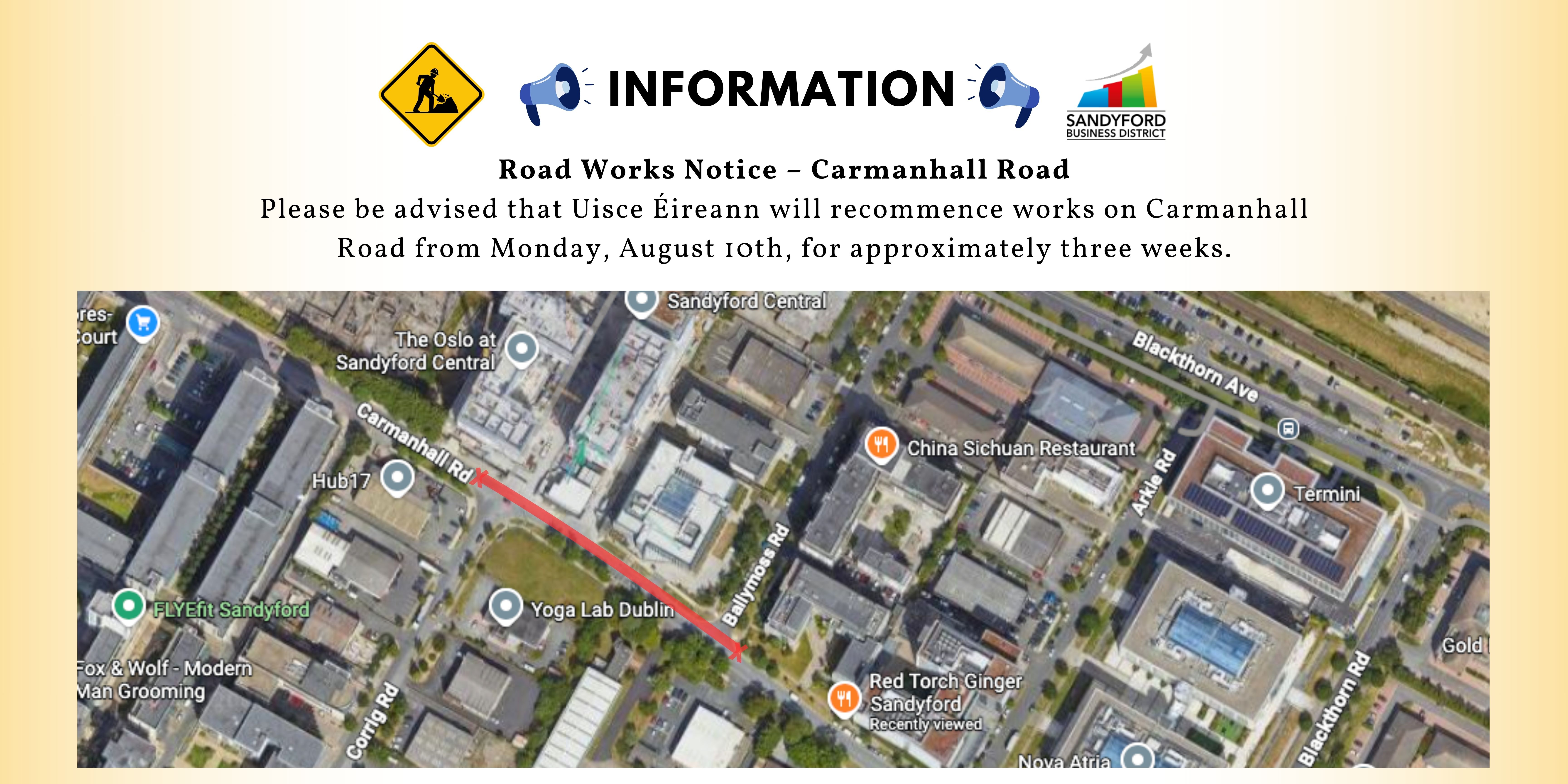 Recommence  Road Works Notice – Carmanhall Road gallery image